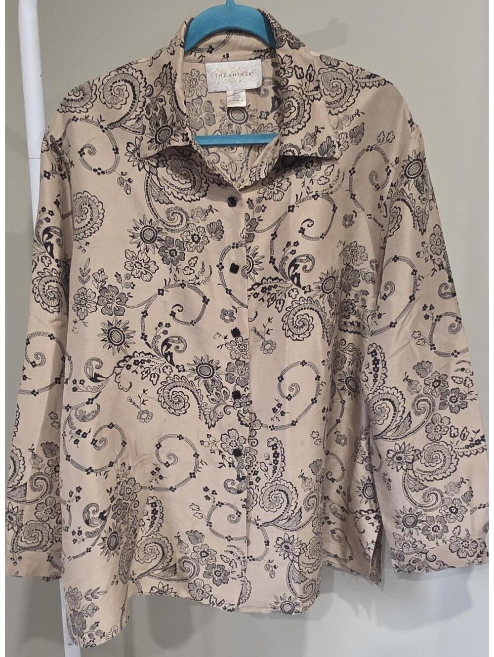 The Answer 100% Silk Floral Button-Up Shirt